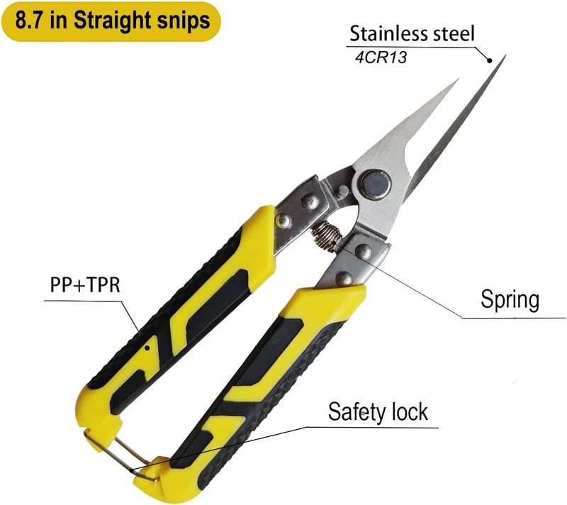 TOOLMAK Heavy Duty Industry Scissors 8.7 Inch Aviation Tin Snips Straight Metal Cutter with Comfort Grip and Stainless Steel Blades Multifunction Cutting - Image 3